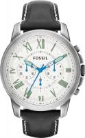 Fossil Grant Chronograph Leather Watch-Black FS4921